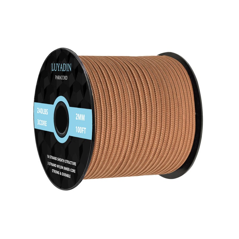 LUYADIN Paracord 240lb - Diameter 2mm Micro Utility Cord -3 Strand Parachute Spool Cord - 100ft 200ft,Paracord for Camping,Hiking,Fishing,Outdoor and DIY - Image 1